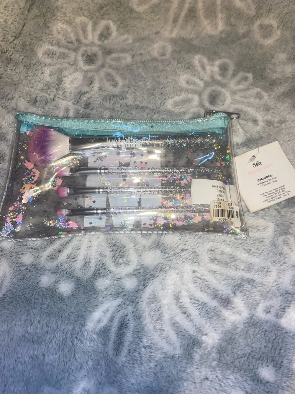 Justice Holographic Unicorn 'M' Pencil Case - Pink Aqua Purple